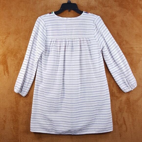 J CREW Womens Top XS White Stripe Pullover Tunic Embroidered Oversized Cotton - Picture 3 of 7